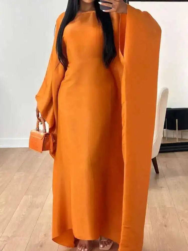 LANMREM Elegant Party Long Dress Women Many Colors Fashion Round Neck Batwing Sleeves Loose Dresses Fashion New Clothing 32C1950