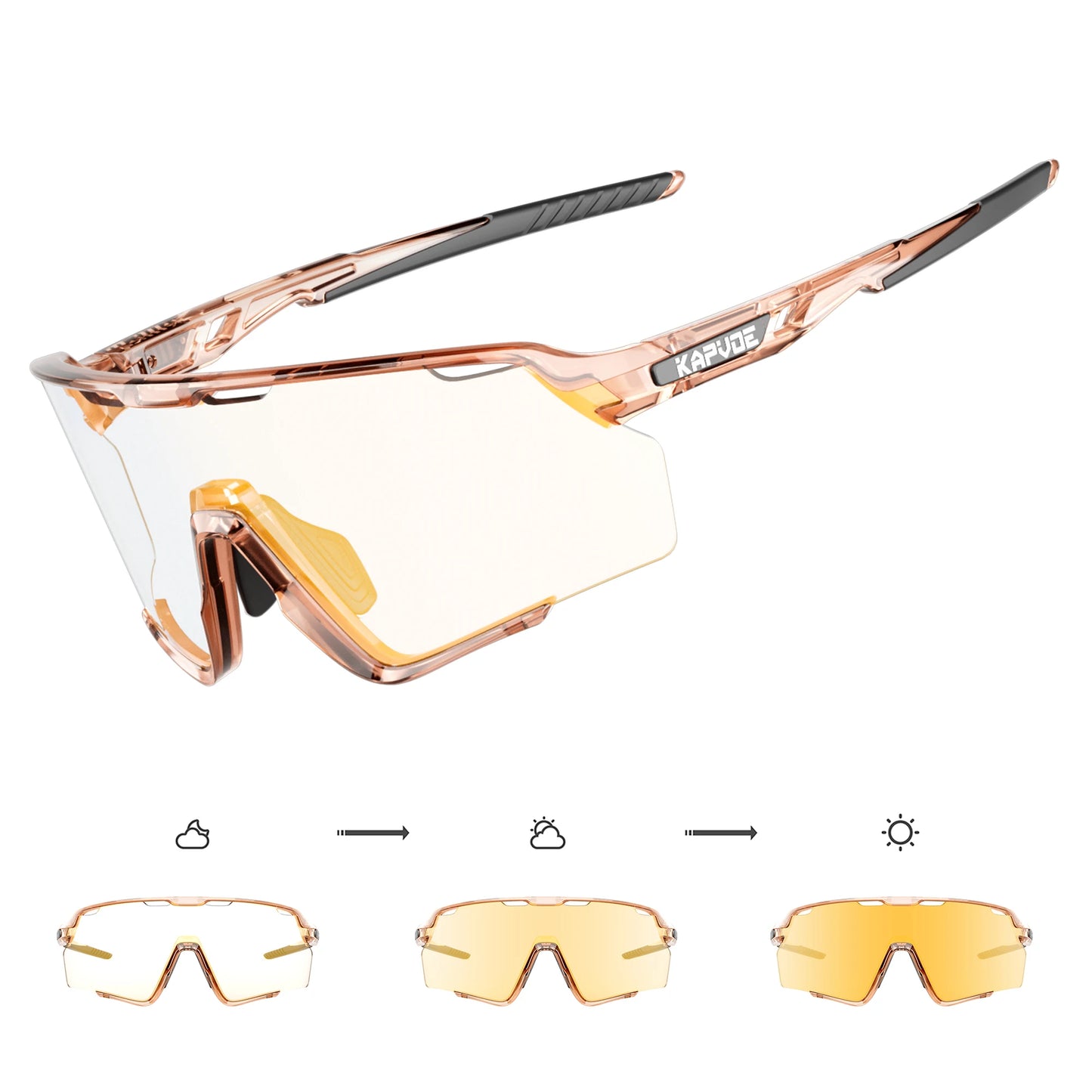 Kapvoe Photochromic Sunglasses Outdoor Bicycle Cycling Glasses MTB Driving Bike Eyewear Women Man Sports Hiking UV400 Goggles