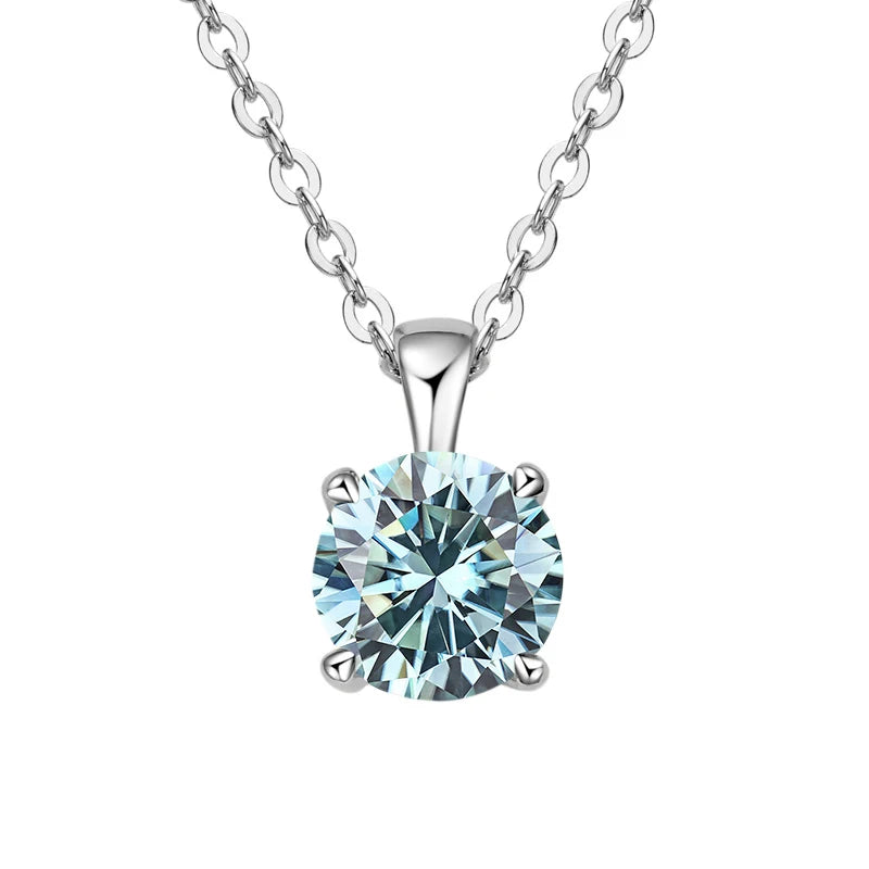 JoyceJelly Classic Four Prong 1ct Moissanite Necklace Women's 925 Sterling Silver Plated 18k Gold Pendant Luxury Fine Jewelry