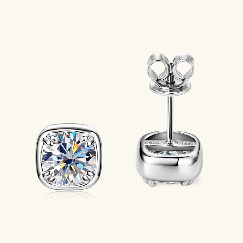 Lnngy Sparkling 6.5MM 1CT Moissanite Earrings For Women Certified 925 Sterling Silver Square Shape Stud Earring 2025 New Jewelry