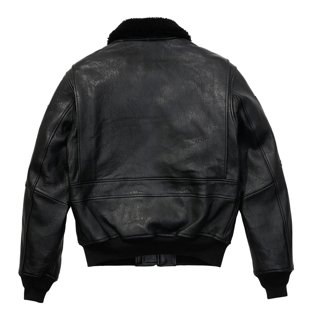 G1 flight suit jacket men Europe and the United States size embroidery French sheepskin leather coat sheep shearling collar top