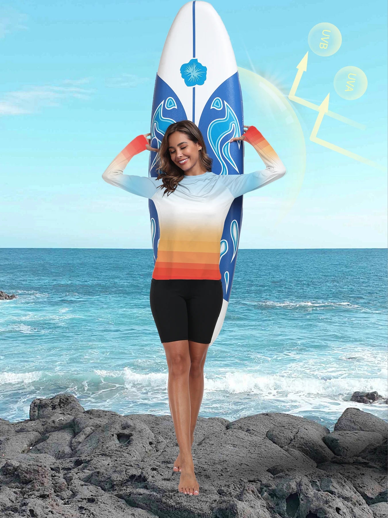 Women's UPF 50+ Sun Shirts Long Sleeve UV Protection Rash Guard Lightweight Quick Dry SPF Hiking Tops Outdoor