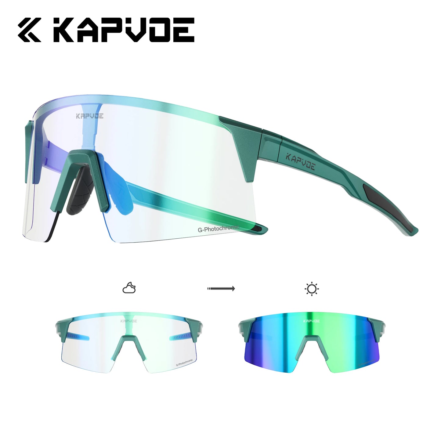 Kapvoe Photochromic Men Bike Cycling Sunglasses Women Glasses Bicycle Sports Running Glasses Outdoor UV400 New Road Goggles