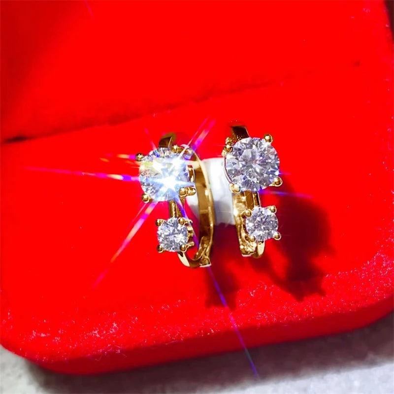 Lnngy 6.5mm Moissanite Earrings With Certificate Brinco Prata 925 Sterling Silver Hoop Earring For Women Korean Ear Jewerly