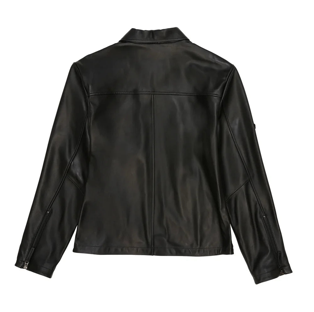 AVIREX Spring/Summer Aviator Clothing Men's Long Sleeve Shirt Jacket 100% Napa Sheepskin Leather Jacket US Size Simple Coat Top