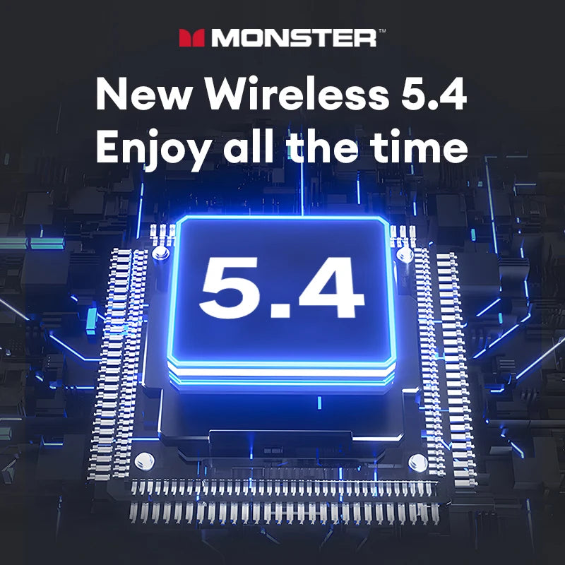 Monster MQT52 Wireless Bluetooth 5.4 Earphones Long Battery Life Gaming Headphones Dual Mode HIFI Stereo Sound Headset With Mic