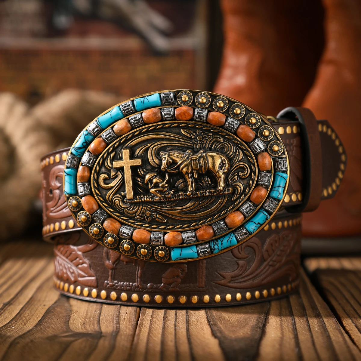 A casual and retro belt, a waist accessory for Western-style clothing, metal buckle, PU belt, suitable for both men and women