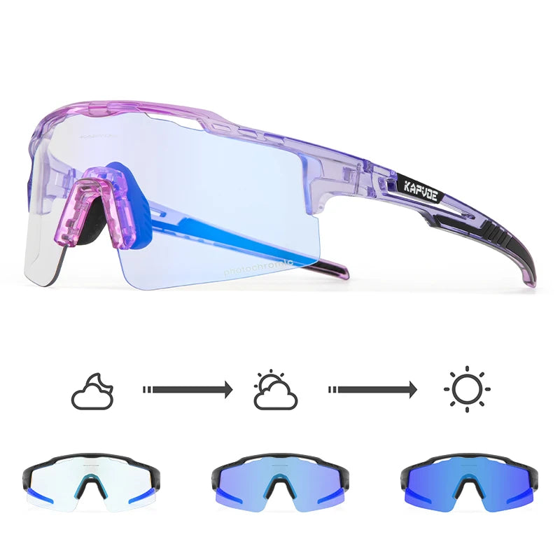 KAPVOE Photochromic Cycling Glasses Outdoor Sports Sunglasses for Man Bicycle Eyewear MTB Cycling Women Road Bike UV400 Goggles