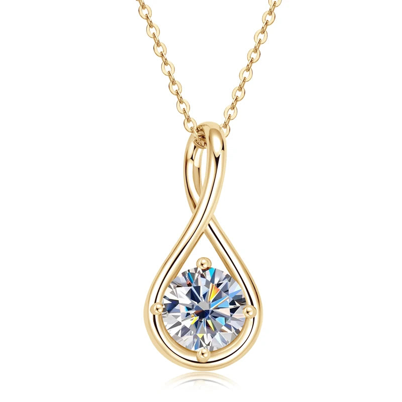 Lnngy 8mm 2.0ct Moissanite Necklace S925 Sterling Silver Pendant Necklaces For Women Exquisite cadena plata 925 Wedding Jewelry