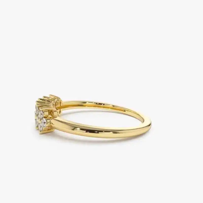 Lnngy 2mm Moissanite Ring With Certificate 925 Sterling Silver Cluster Flower Wedding Rings For Women 14k Gold Plated Jewelry