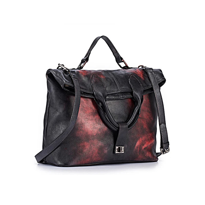 MOTAORA Retro Trendy Leather Women's Shoulder Bag Fashion Style Female Big Bag Crossbody Handbag Vintage Briefcase Messenger Bag