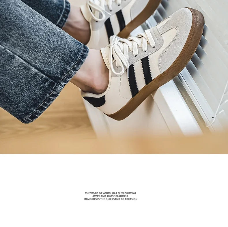 Men's Casual Retro German Training Shoes Lace-up Lightweight Comfortable Sports Flat Shoes Men Skateboard Running Shoes