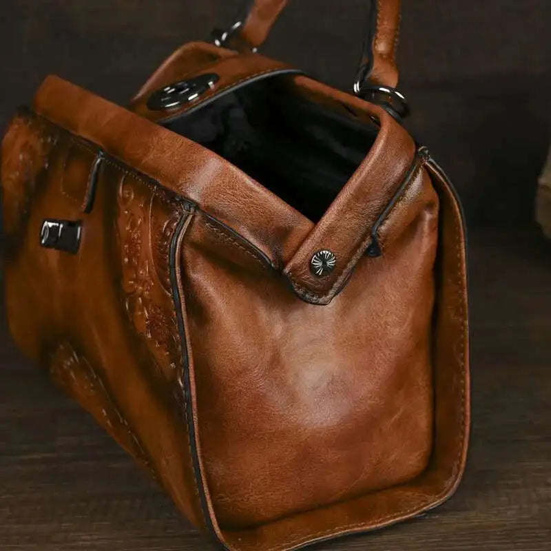 MOTAORA Vintage Embossed Handmade Designer Women's Leather Shoulder & Crossbody Bag Luxury Female Purse 2025 NEW
