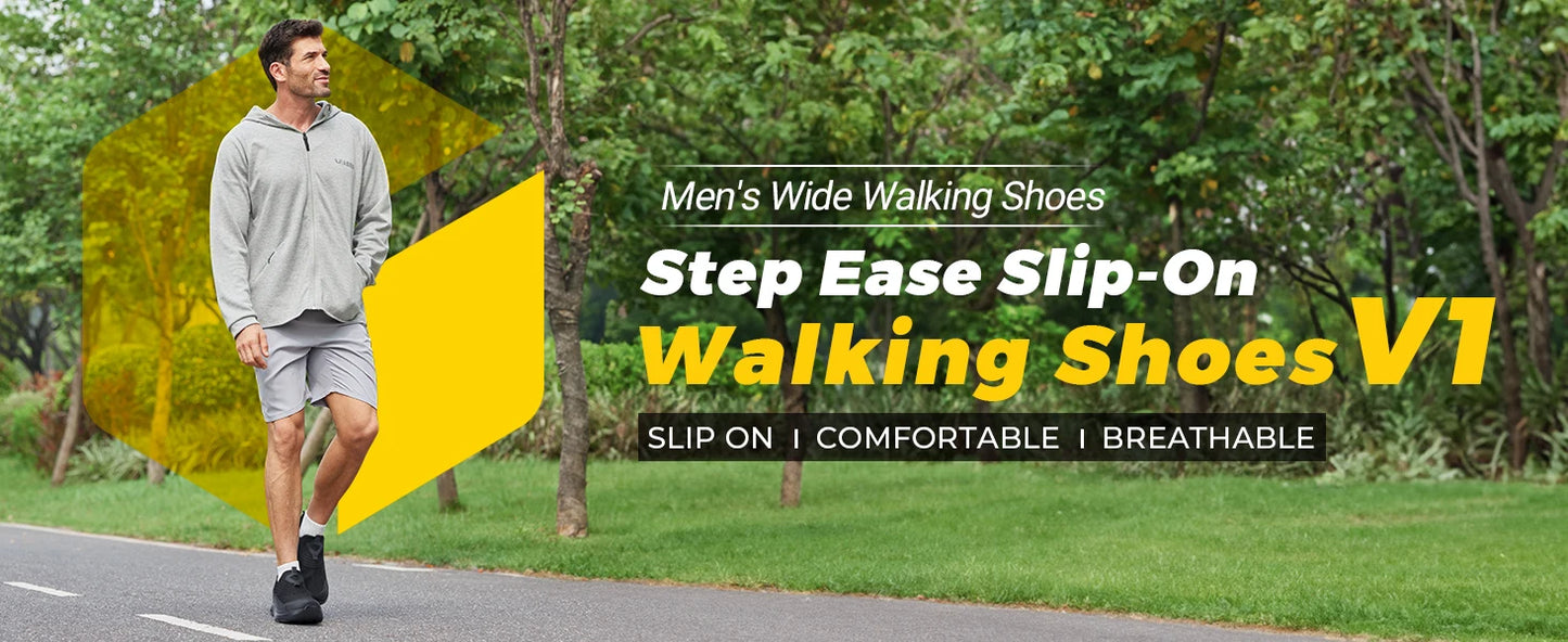 Fitville Wide Men's Slip-On Walking Shoes Lightweight Breathable Outdoor Casual Sports Running Shoes Sneakers For Swollen Feet