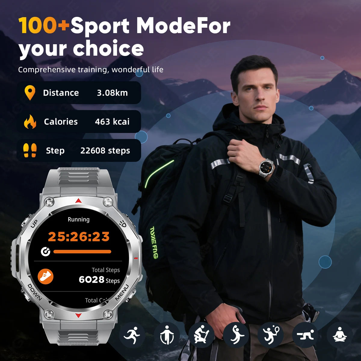 LIGE New 1.43 inch AMOLED Screen Smart Watch 525mAh Big Battery BT Call IPX8-5ATM Waterproof Sports Smartwatch For Android ios