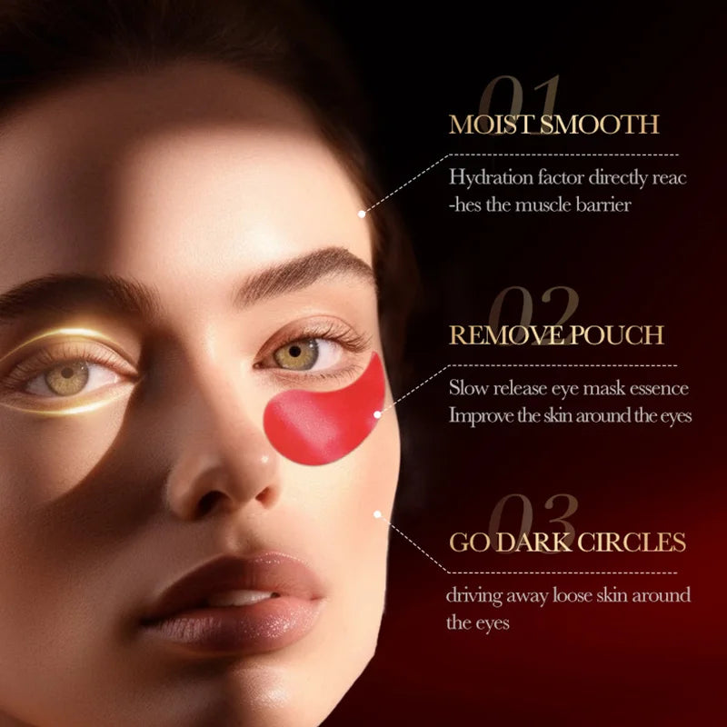 60pcs SADOER Red Pomegranate Collagen Eye Mask Firming Anti Dark Circles Remove Eyes Bag Moisturizing Eye Patches Eyes Skin Care