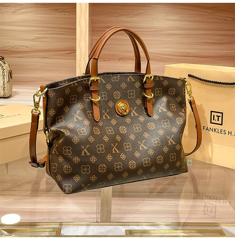 Women’s Light Luxury Retro Handbag – Large Capacity Shoulder & Crossbody Tote – 2025 High-End Fashion