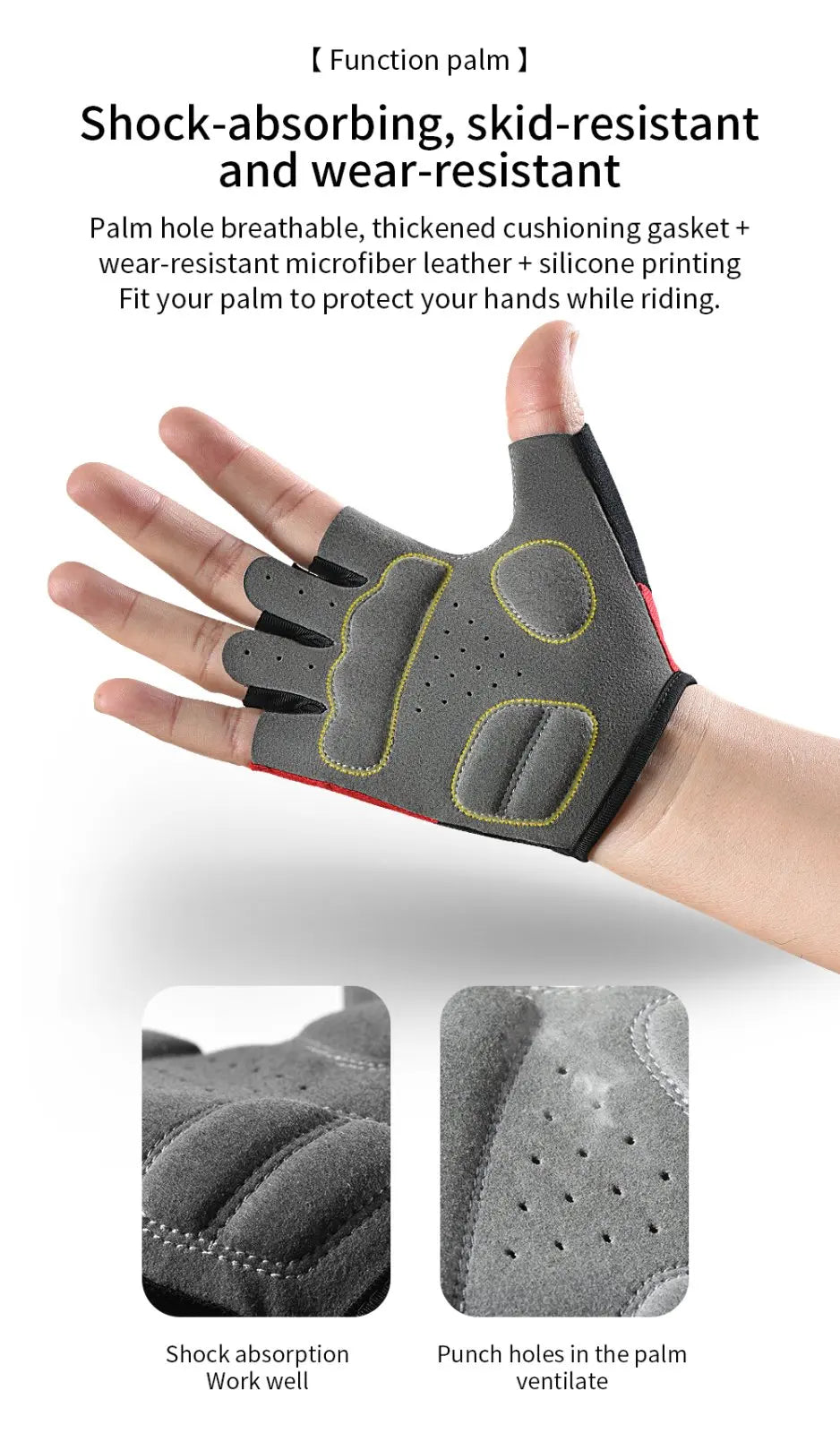 Cycling Gloves Breathable And Wear-Resistant Riding Short Finger Gloves,Outdoor Running Gloves For Spring And Summer Sports