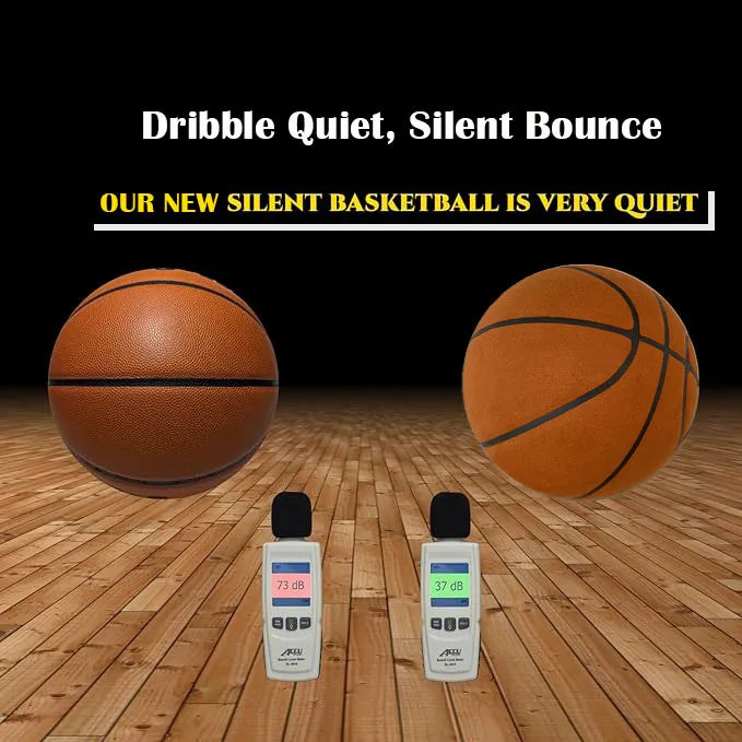 Grooved Silent Basketball w/ 90% Original Bounciness 29.5″ Quiet Bounce Indoor NBA Size No7 Airless PU Foam Basketball Xmas Gift