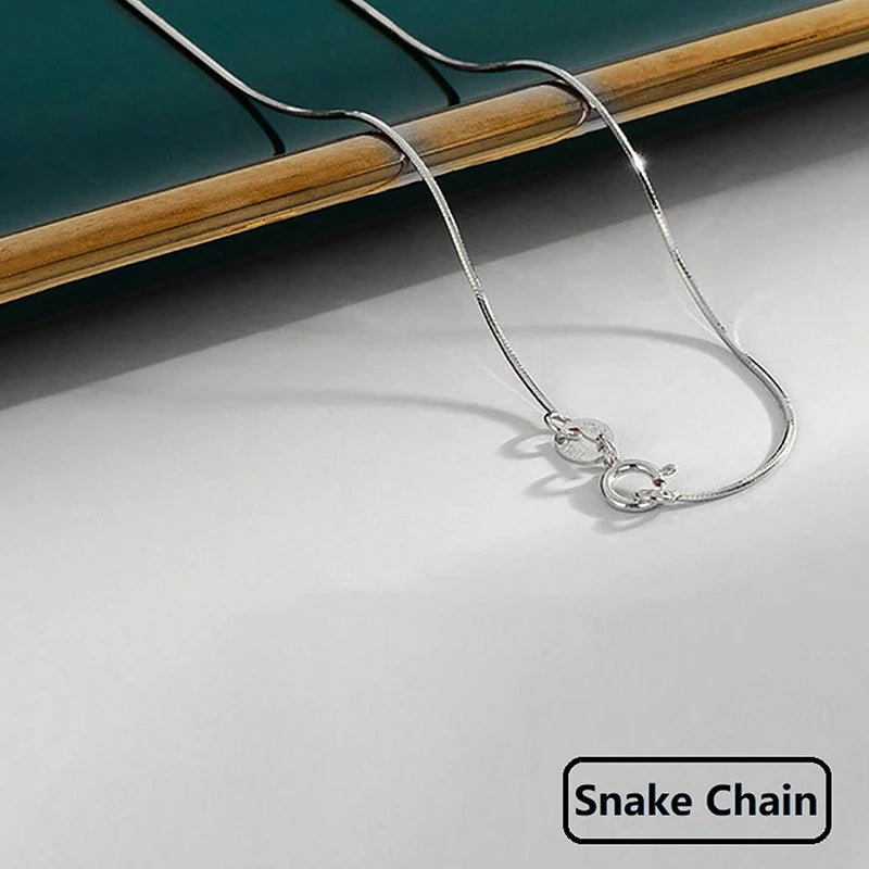GRA 18K Gold Minimalist Box Snake Chain Necklace for Women Gift 40cm 45cm Choker Real 925 Sterling Silver Fashion Fine Jewelry