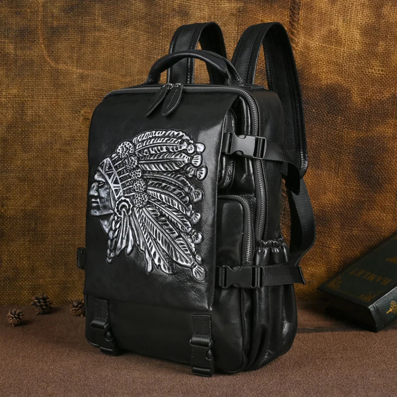 MOTAORA 2025 New Handmade Backpacks For Women Cowhide Backpack Embossed Large Female Travel Backpack Genuine Leather Luxury Bags