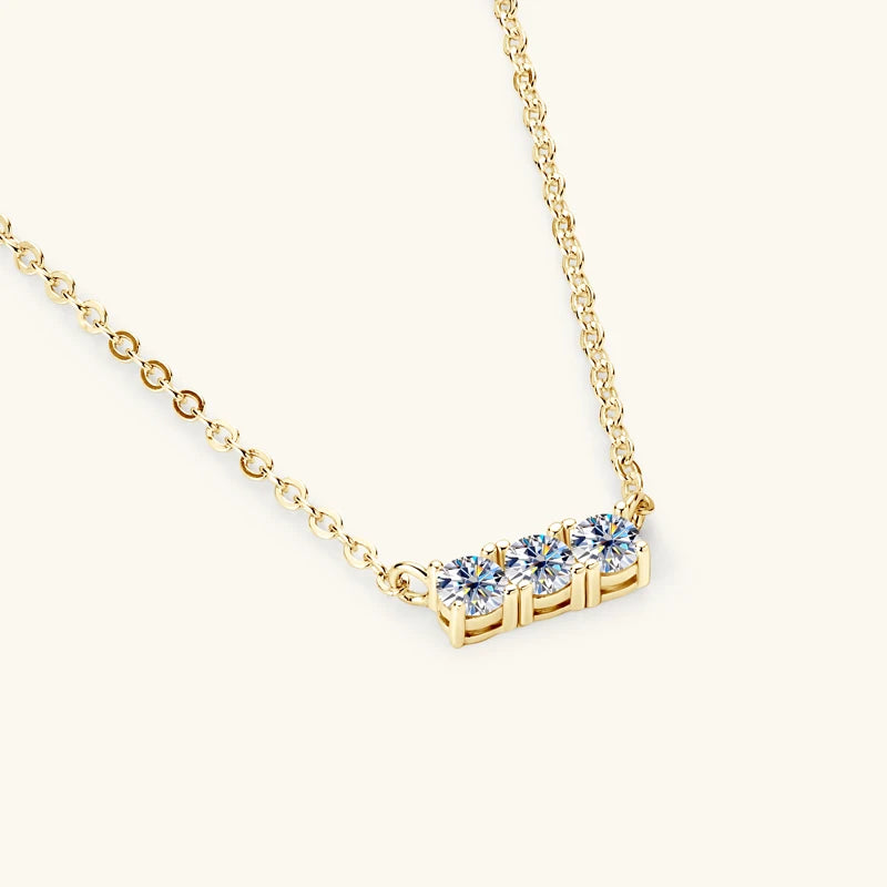 IOGOU Simple 3 Stone Moissanite Pendant Necklace Earrings Jewelry Set for Women Real 925 Silver Valentine's Day Christmas Gifts