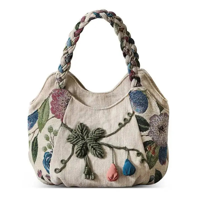 MOTAORA Women Handbags Vintage Canvas Bag Ladies Canvas Handbag Casual 2025 Woven Small Handbag Fabric Gout Craft Female Handbag
