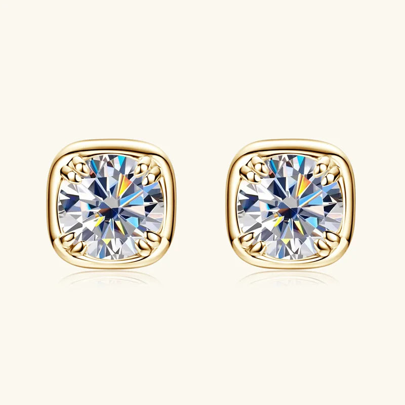 Lnngy Sparkling 6.5MM 1CT Moissanite Earrings For Women Certified 925 Sterling Silver Square Shape Stud Earring 2025 New Jewelry