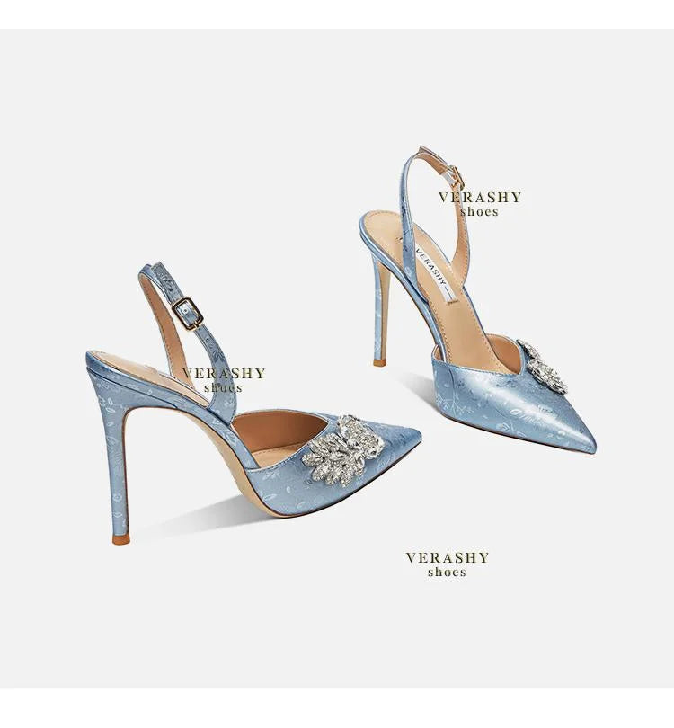 New Green Lady Sandals Fashion Thin Heel Slingback Woman Pumps Sexy Female Dress Party High Heels Shoes