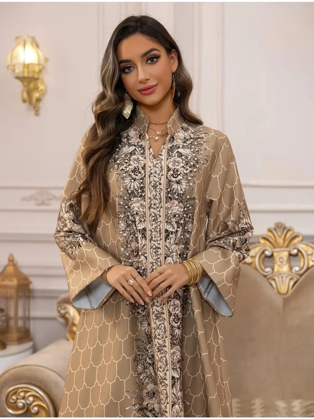 Muslim Dress Women Abaya for Eid Diamond Party Dresses Arab Long Robe Print Abayas Dubai Morocco Kaftan Islam Jalabiya Vestidos