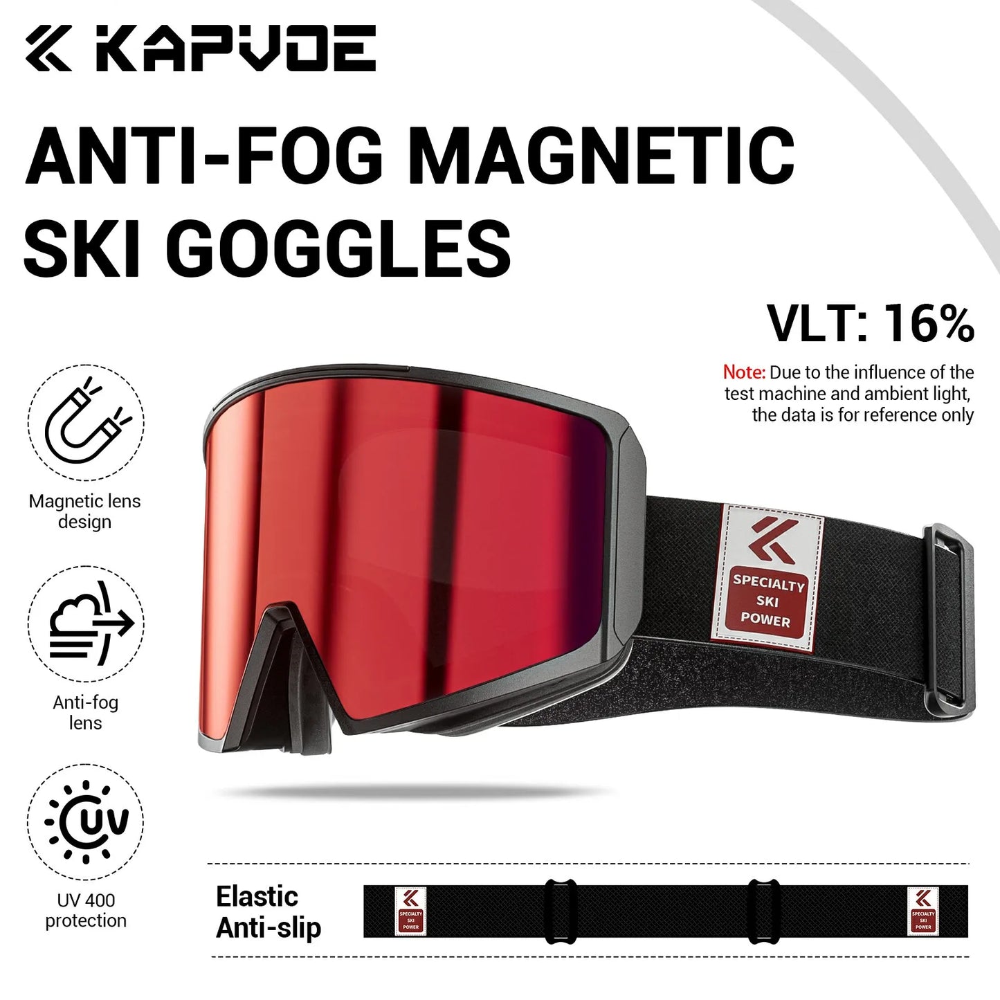 KAPVOE New Ski Snowboard Mask Goggle Men Women UV400 Protection Snow Glasses Magnetic Attraction Anti-Fog Skiing Goggles Adult