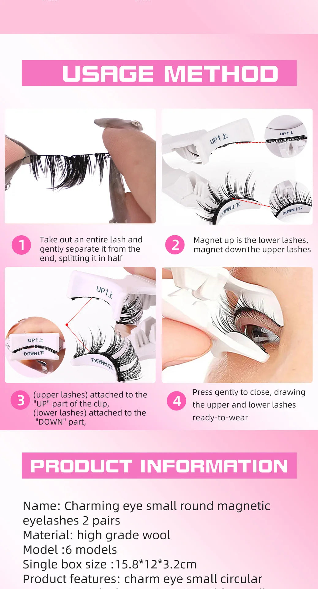 Magnetic False Eyelashes No Glue Needed - 3D Mink Eye Lashes Dramatic & Natural Look, Reusable Strip Lash Set