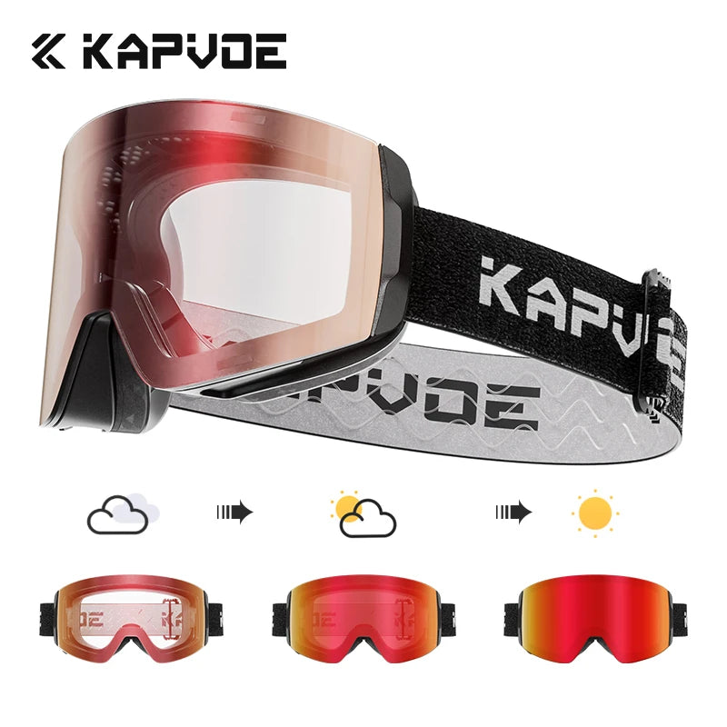 KAPVOE Winter Outdoor Ski Goggles Double Magnet Adsorpt Layers UV400 Anti-fog Coatings Snowmobile Snowboard Skiing Men Women