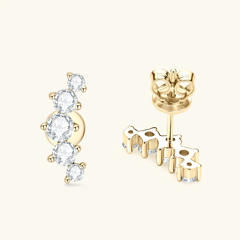 18K Gold Plated 925 Silver Real Moissanite Jewelry Set 5-Stone Smile Pendant Necklace Stud Earrings Sets for Women Christma Gift