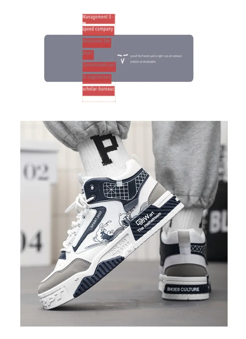 StridePro™ High-Top Leather Sneakers – Lightweight Breathable Casual Running Shoes