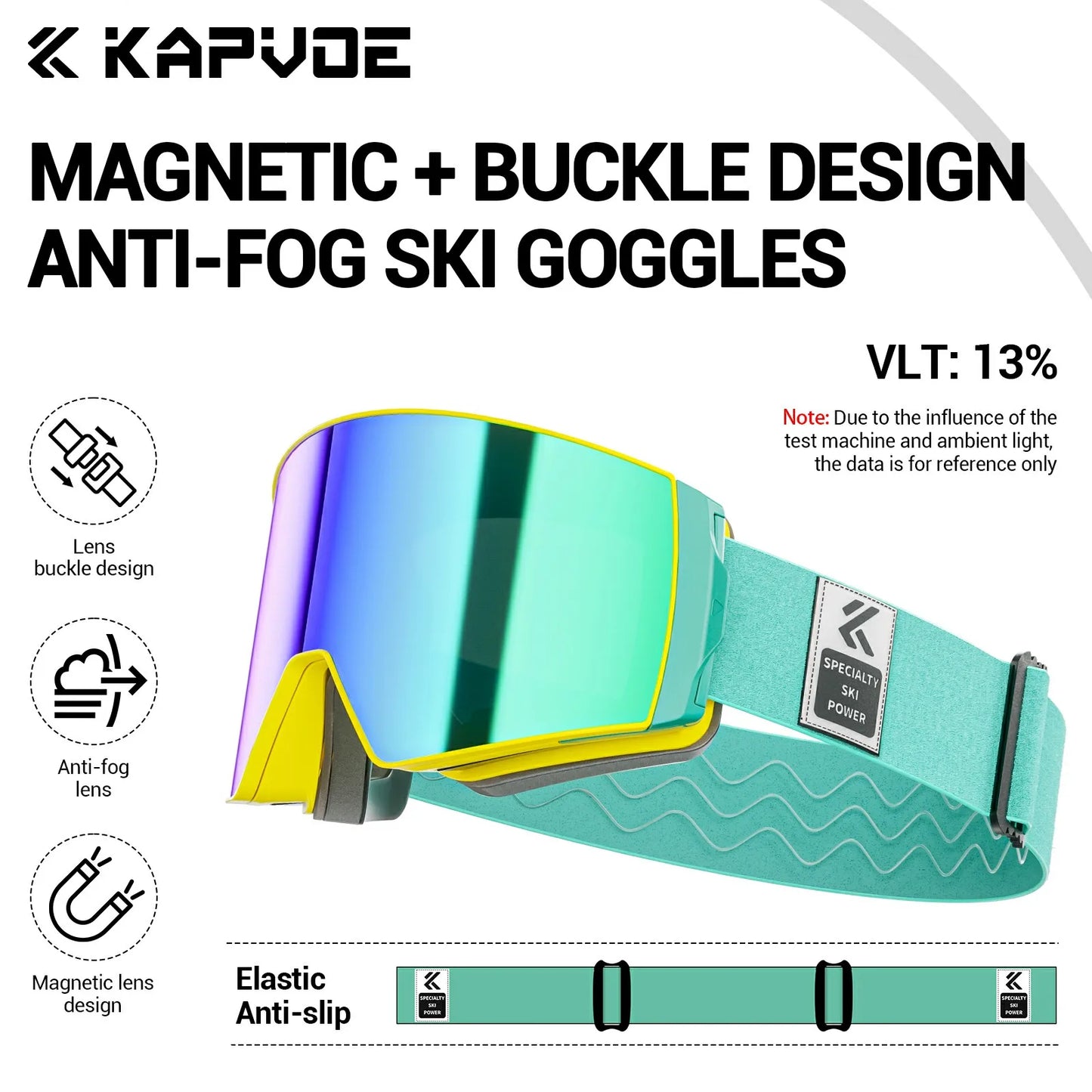 KAPVOE Photochromic Ski Snowboard Mask Goggle Men UV400 Protection Women Glasses Magnetic Attraction Anti-Fog Skiing Goggles