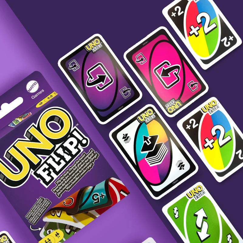 Authentic Mattel Uno Card Flip Card Upgrade Double Sided Play Casual Party Desktop Game Multiplayer Uno Game