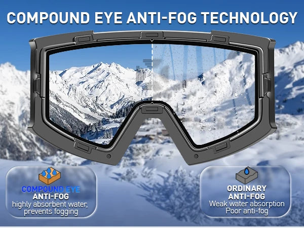 KAPVOE New Ski Snowboard Mask Goggle Men Women UV400 Protection Snow Glasses Magnetic Attraction Anti-Fog Skiing Goggles Adult