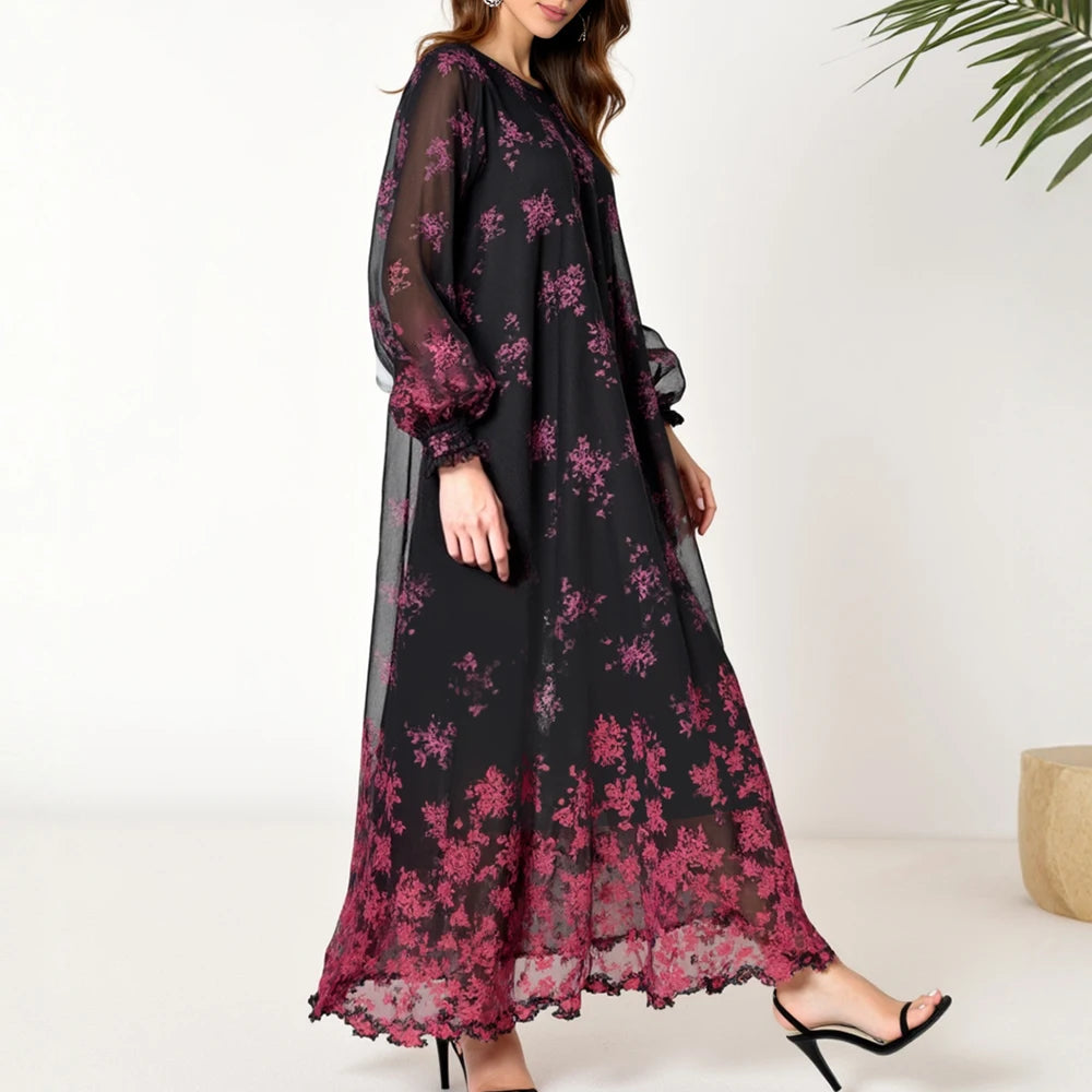 Rafiah Women's Dresses Summer Elegant Fashion 2025 Classic Long Sleeve V-Neck A Line Midi Vacation Long Dresses