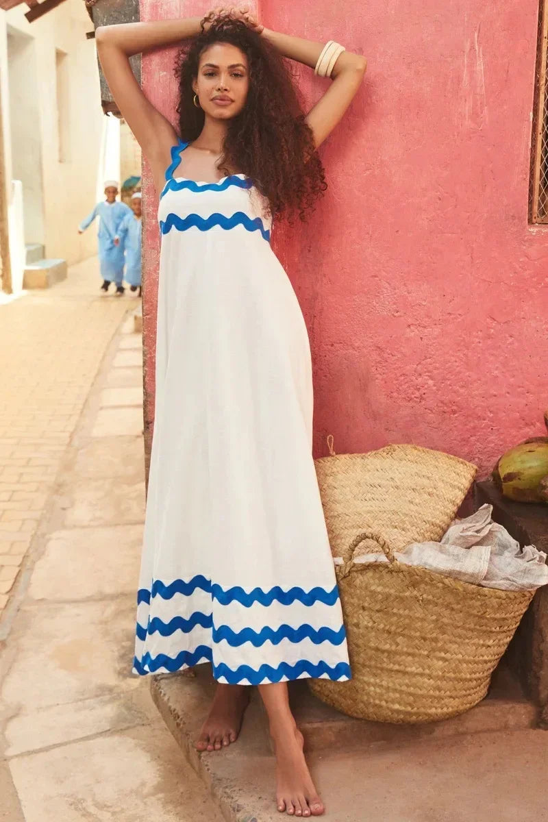 EuroWave Eleganza Dress – Summer 2025 A-Line Printed Maxi