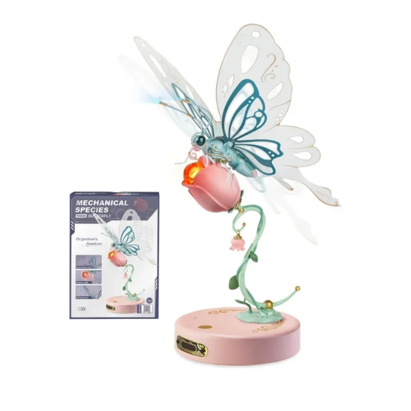 Robotime Rokr 3D Metal Puzzle Butterfly with LED Light of Industrial-style Building Block gift for Kids