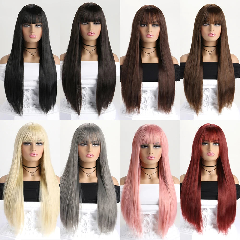 26Inch Colour Wig Long Straight Synthetic Wig for Women Fashion Wig for for Daily Halloween Costume Party Cosplay 
