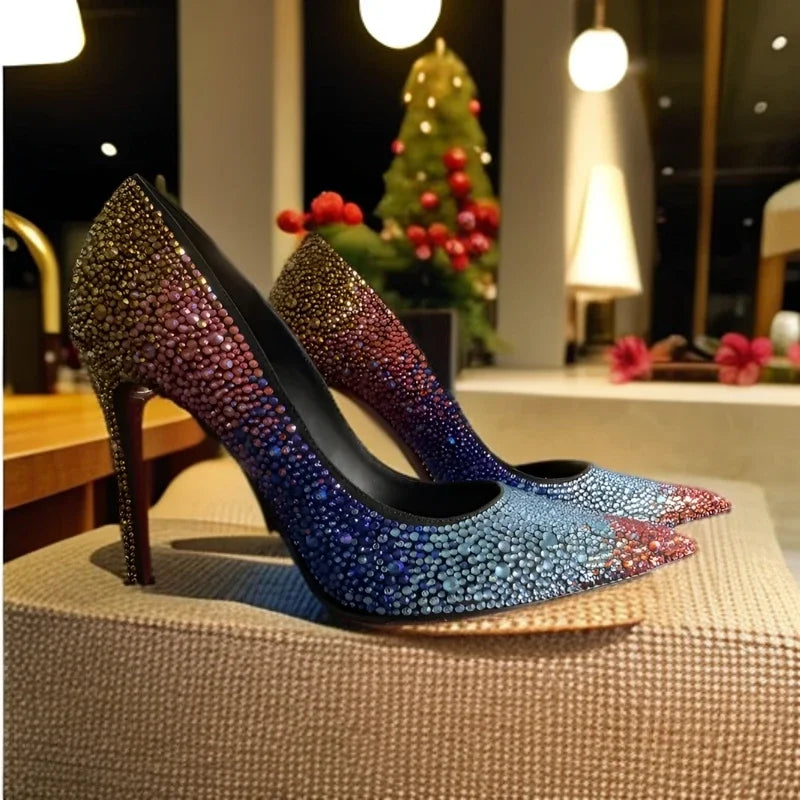 Full Diamond High Heel Pumps – Bling Rhinestone Stiletto Wedding Shoes