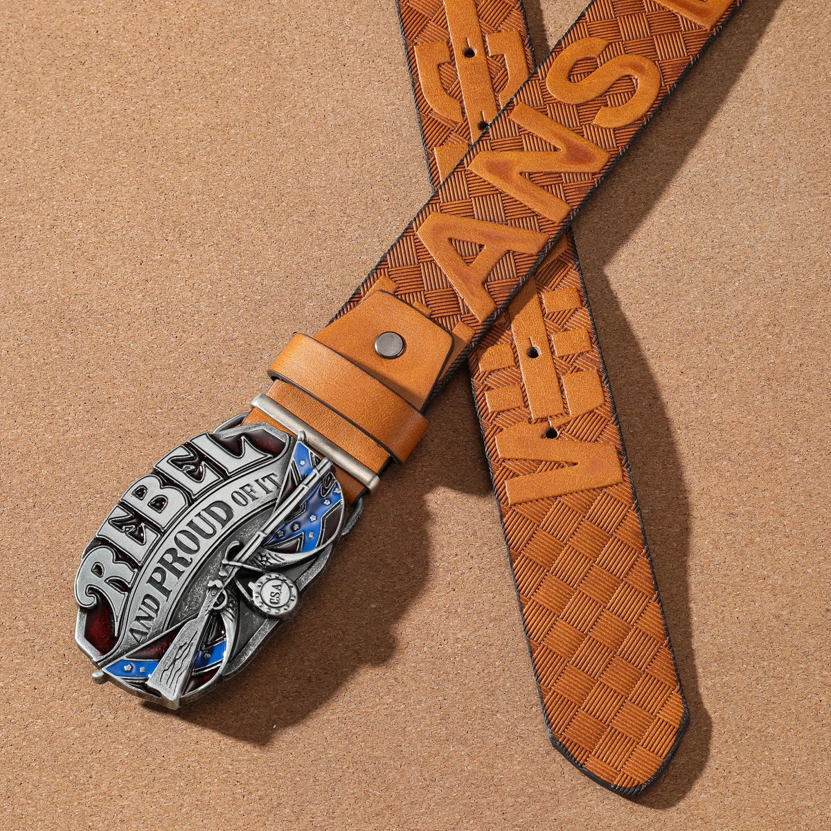 A casual, individual and retro belt, Western-style clothing accessory, metal buckle, PU belt, suitable for both men and women