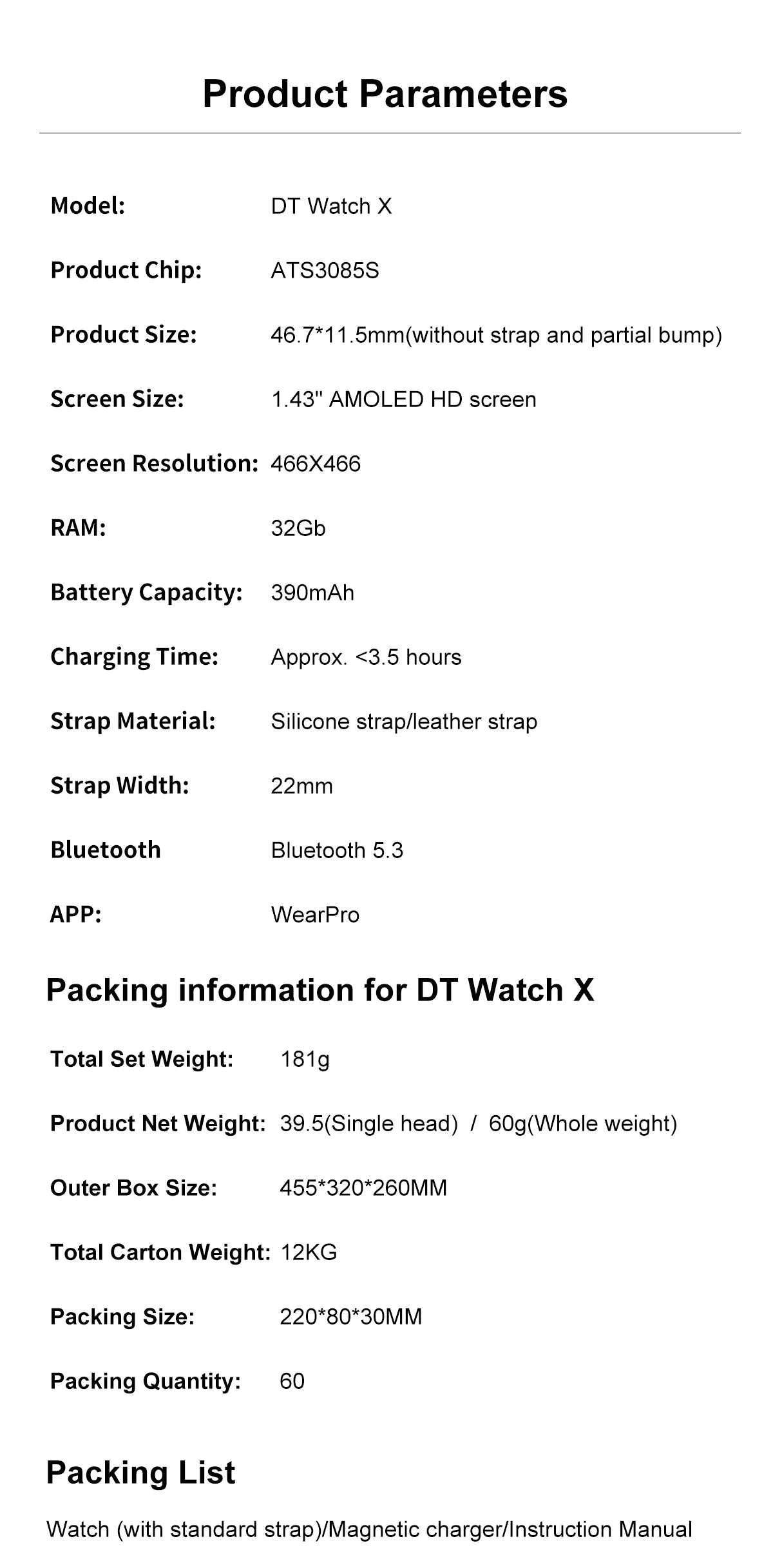 For Huawei Xiaomi New 32G RAM Memory Smart Watch Men 1.43 inch Local Heart Rate Bluetooth Call AMOLED 466*466 HD SmartWatch Man