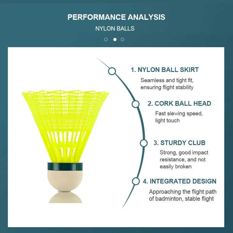 Kawasaki Nylon Ball N350 for Training 6 Pcs Badminton Plastic Shuttlecock Birdies for Outdoor Training Use Durable Medium Speed