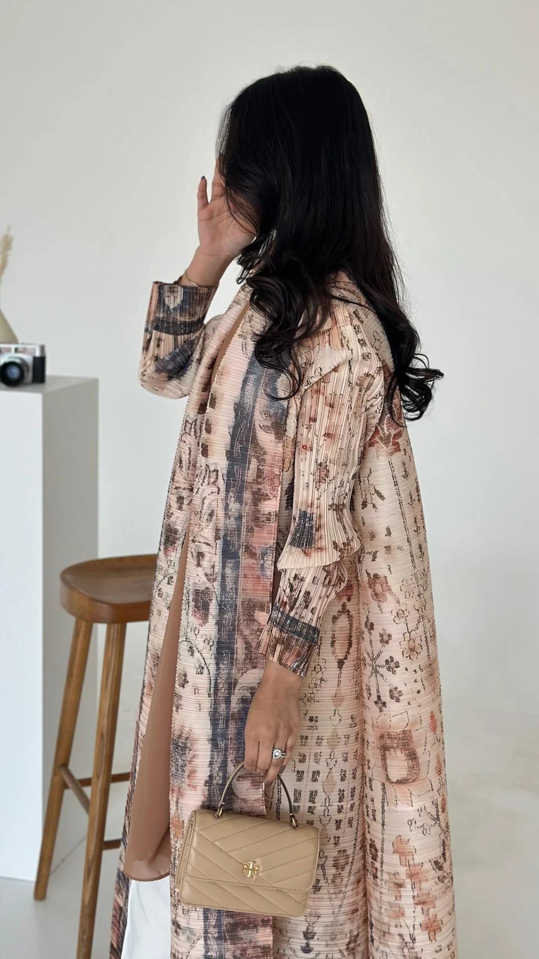 Dubai Abaya Luxury Evening Coat – Pleated Formal Cardigan Robe for Women