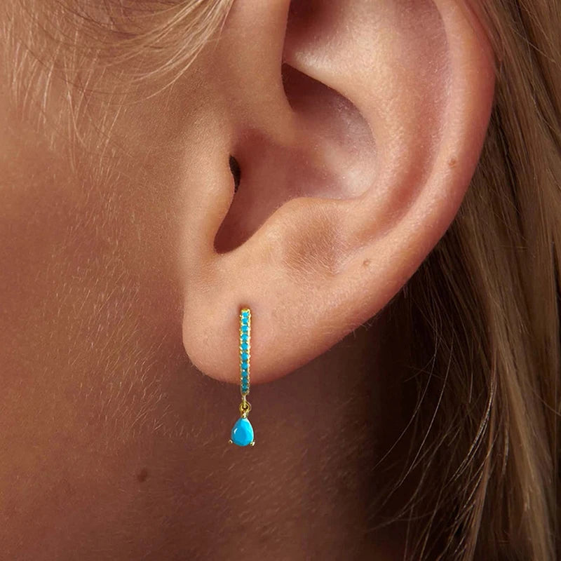 GRA 18K Gold Zircon Water Droplets Hoop Earrings for Women Real 925 Sterling Silver Original High Quality Party Fine Jewelry