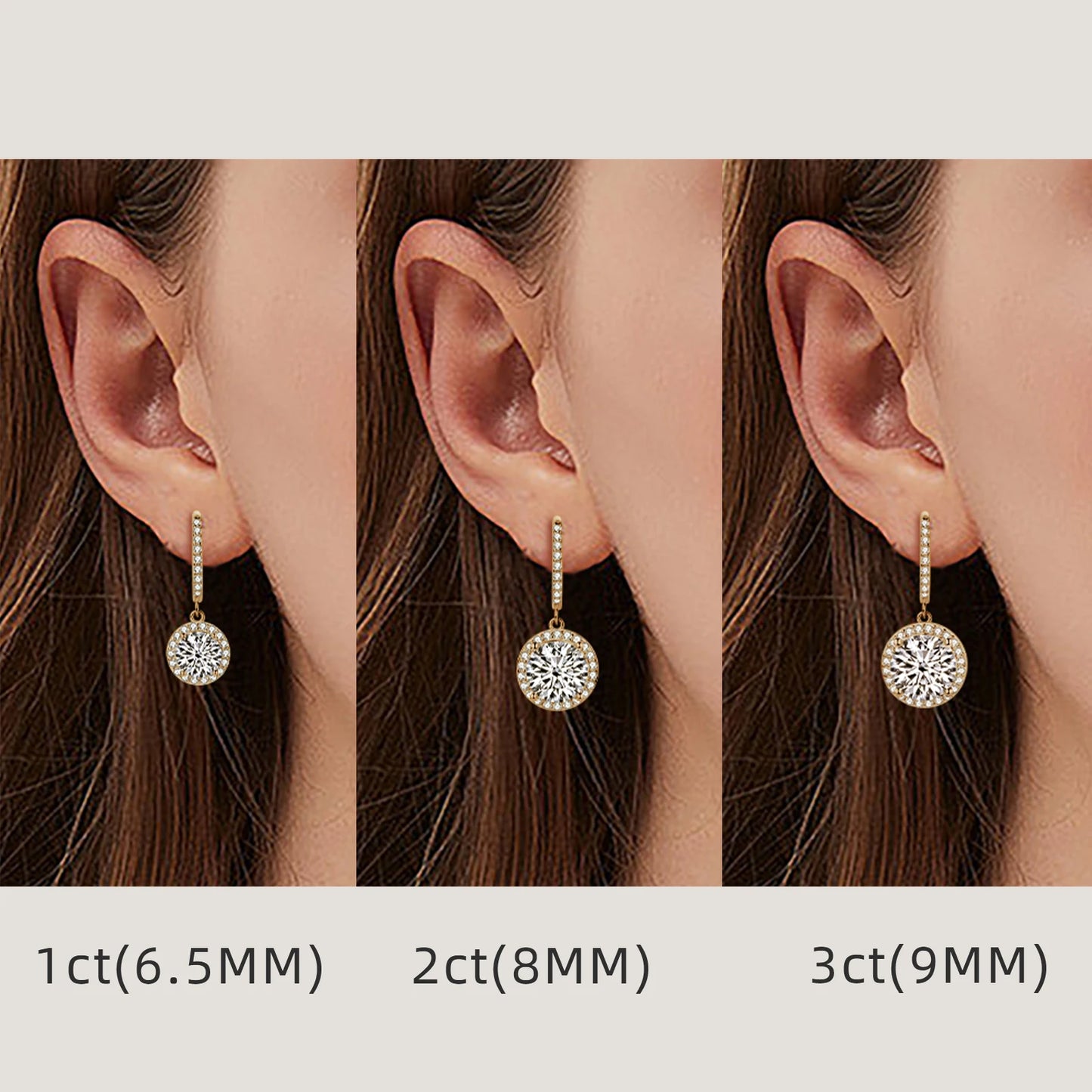Lnngy 1CT 2CT 3CT Moissanite Earring 925 Certified Silver Drop Earrings For Women Girls Wedding Anniversary Dainty Jewelry Gift