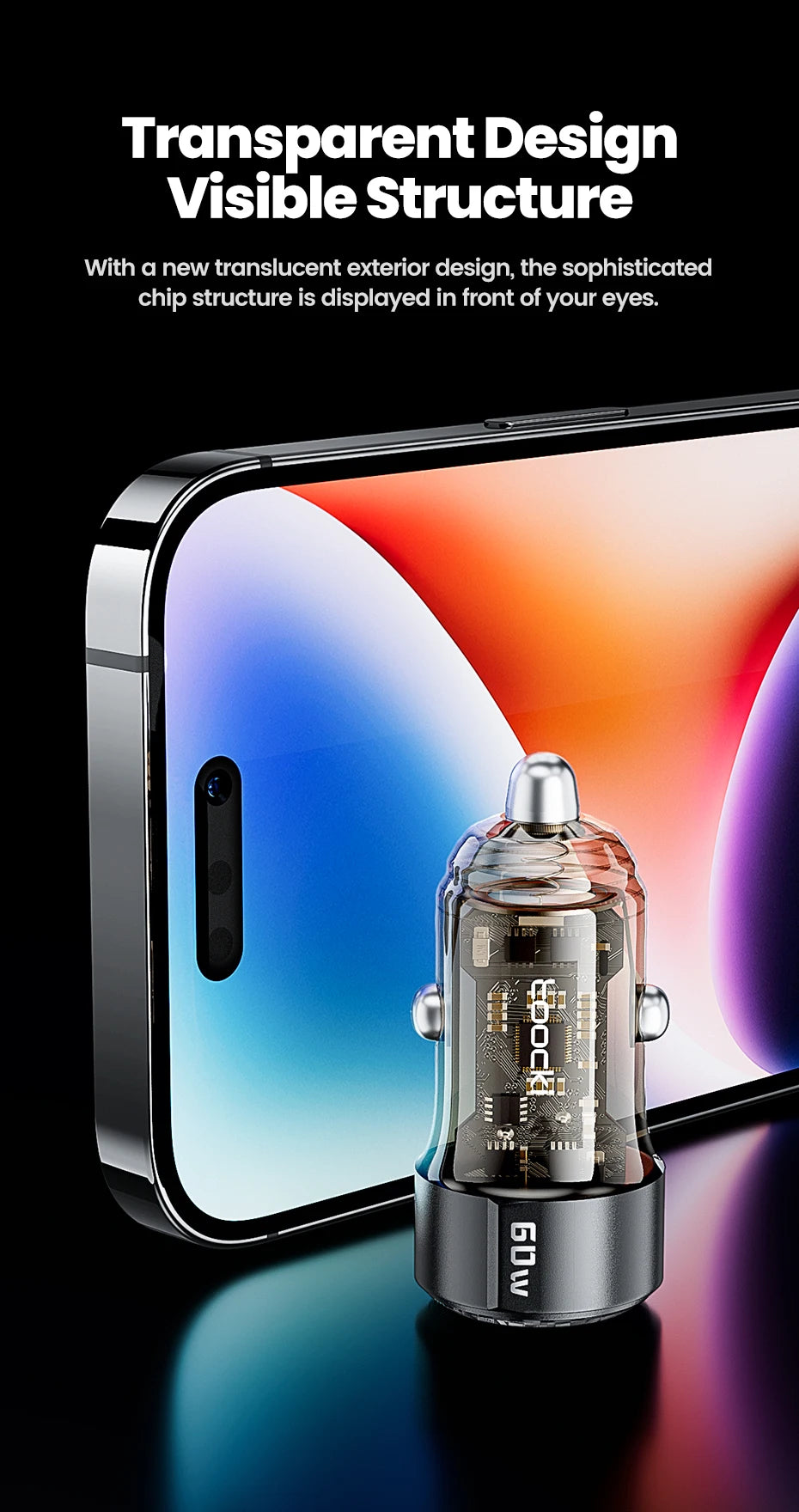 Toocki 60W USB Car Charger Quick Charge QC PD SCP 6A USB Type C Car Fast Charging For iPhone 15 14 13 Huawei Samsung Xiaomi